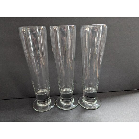 3 Clear Glass Libbey Pilsner Beer Drinking Glasses Tall 9.5" Classic Home Barwar - Picture 2 of 5